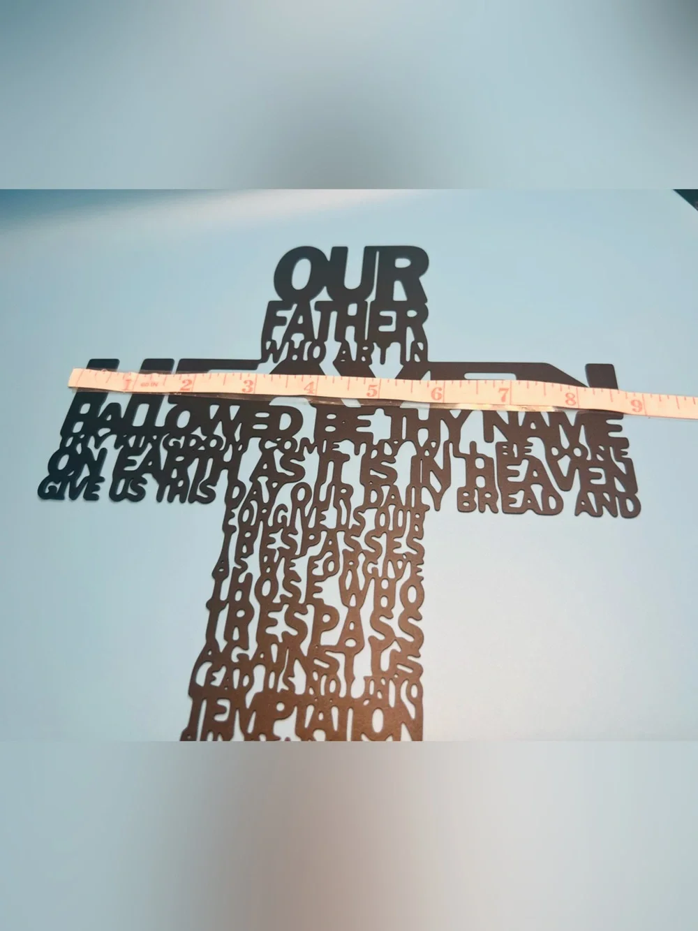 Matte Black Metal The Lord's Prayer Wall Cross Decor Minimalist Cutout Sign 30cm
